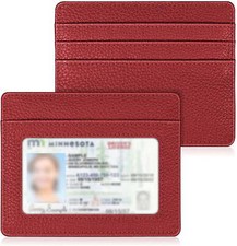 Men/Women Slim Leather RFID Wallet Front Pocket Card Holder Purse with ID Window