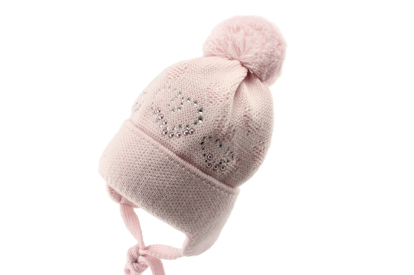 Barbaras Pink Warm Ear Flap Girls Winter Pom Pom Beanie Hat (made in Poland)