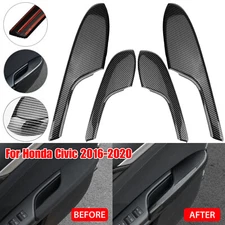 4x For Honda Civic 2016-2020 Carbon Fiber Interior Door Armrest Panel Trim Cover