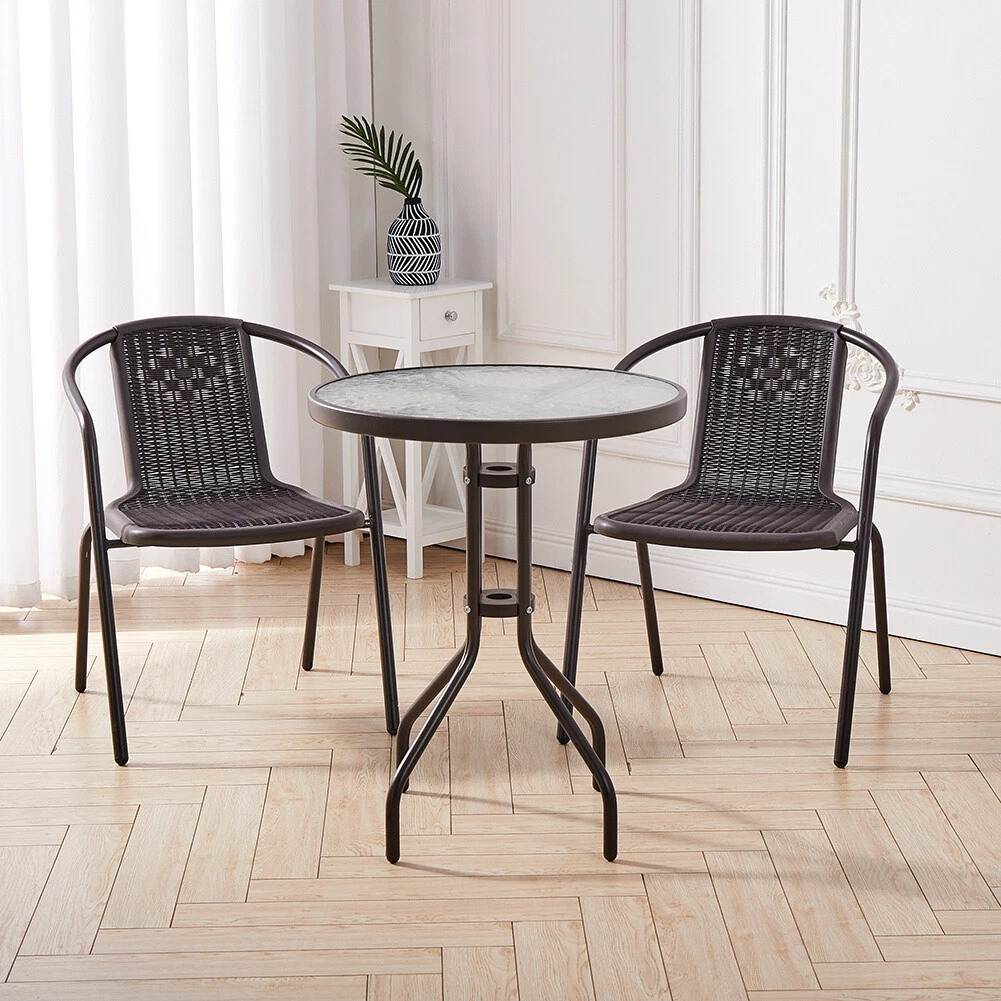 Outdoor Round Dining Table Weave Chairs Set Garden Patio Furniture Waterproof