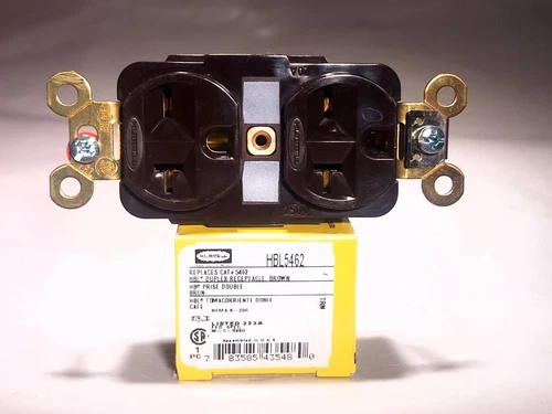 HUBBELL HBL5462 DUPLEX RECEPTACLE 20A 250VAC NEMA 6-20R - 8 AVAILABLE