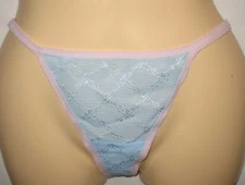 MADE IN UKRAINE - NEW - SHEER BLUE THONG BIKINI  PANTY - 14 MED  - UP TO 36"