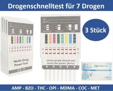 3x Drogenschnelltest - 7 Drogenarten: AMP - BZO - THC - OPI - MDMA - COC &ndash; MET