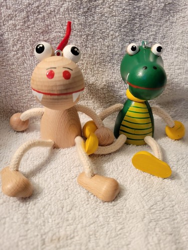 (2) Giocattoli Drago in legno BAVARIANO ARTIGIANALE - Foto 1 di 5