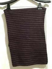 NWT Gap Unisex Maroon  Grey Striped Knit 100 Merino Wool Scarf
