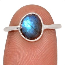 Natural Faceted Labradorite - Madagascar 925 Silver Ring Jewelry s.6 CR71748