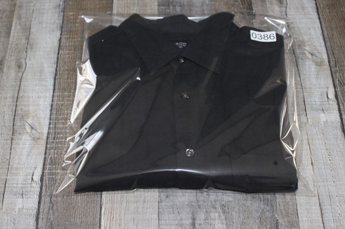Arrow Shirt Mens Large Black SS Button Front Pockets 100% Cotton NEW WITH TAGS - Picture 9 of 9