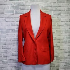 Vintage 70s Oscar De La Renta Womens M Red Polyester 2 Button Tailored Blazer