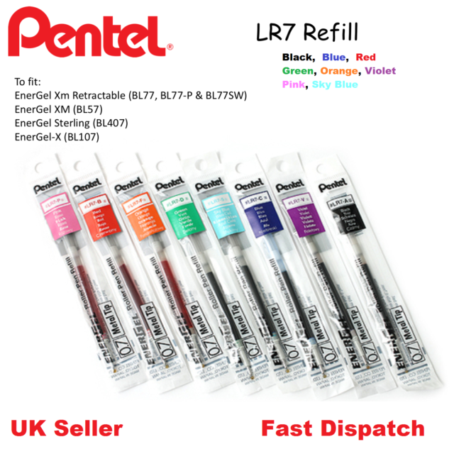 Pentel LR7 Refill For Energel BL77 BL57 BL407 BL107-0.7mm -ALL COLOURS AVAILABLE