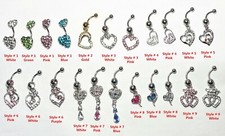 1 pc 14G Heart-shaped Belly Button Dangle Surgical Steel Navel Rings Body Pierci