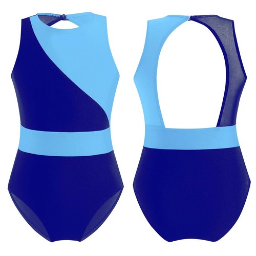 Kids Girls Mesh Patchwork Ballet Dance Leotard Gymnastic Bodysuit Unitard - Picture 3 of 53