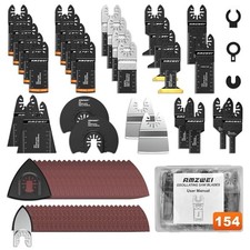 154pc Oscillating Multi Tool Blades Curved Saw Metal Wood Sandpaper Complete Kit