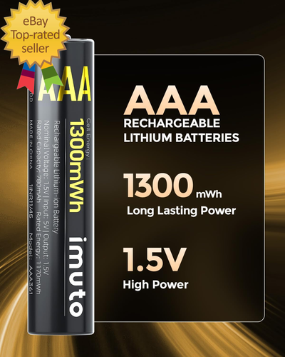 Rechargeable AAA Batteries Lithium 8 Pack with Fast Charger,1300Mwh 1.5V Constan - Picture 4 of 12