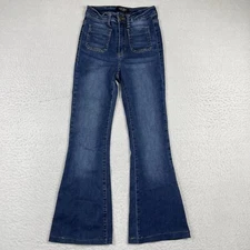 Judy Blue Jeans Womens 1/25 Blue Denim High Rise Flare Fit Hippie Country Pants