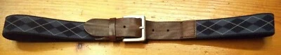 Ceinture classique en cuir écossais noir/gris 40 mm - 100 % Made in Italy - Photo 1/4