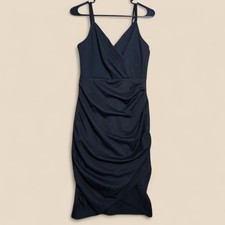 Grace Karin Dress Womens Size Small Black Ruched Wrap Bodycon Holiday Party NEW