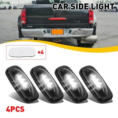 For 03-18 Dodge RAM 2500 3500 Smoked Rear Bumper White LED Side Marker Lights 4X
