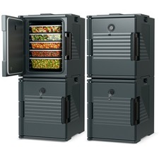 4 Pack End Loading Insulated Food Pan Carrier Hot & Cold 6 Pan Capacity w/Handle