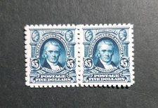 US Stamps SC# 313 1903 $5 Marshall Pair Stamp Replica
