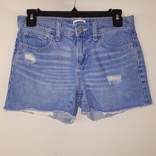 Old Navy Denim Shorts Light Wash Distressed Rips Frayed Girls 14 Mid-rise Jean