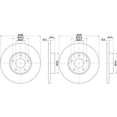 2x HELLA PAGID BREMSSCHEIBEN Ø288mm VORNE passend für AUDI 100 A4 A6 53925PRO