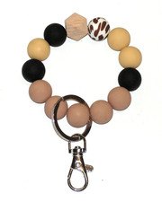 Silicone Beaded Bracelet Wristlet Keychain Key Ring Clip