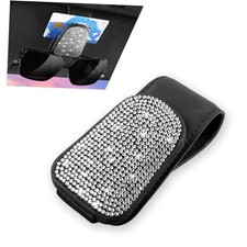 Bling Sunglasses Holder for Car, Magnetic Leather Sunglasses Holder, Visor
