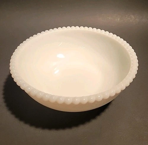Vintage Westmoreland Milk Glass Small Fruit Dessert Bowl Beaded Edge white 4.75"