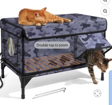Cozy Heated Cat House - Waterproof, Insulated Shelter with Awning  Escape Door