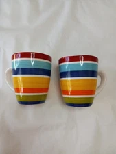 Mainstays Horizontal Striped Mug Rainbow Primary Colors Mint Condition