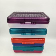 Spacemaker Lot 4 mix color Pencil Box Plastic Storage Case Vtg 90s USA