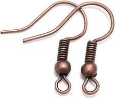 100Pcs 20 17mm Red Copper Earring Hooks Hypo-allergenic Ear Wires Fish Hook...