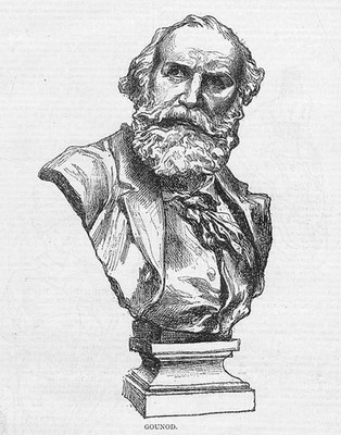 CHARLES GOUNOD Statue Büste - Antikdruck 1876