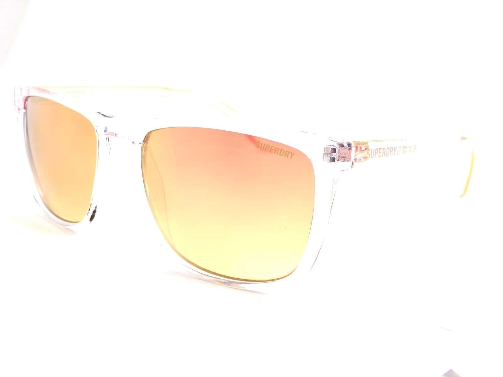 Superdry Shockwave Sunglasses Crystal Clear with Pink Mirror Lenses Unisex 150