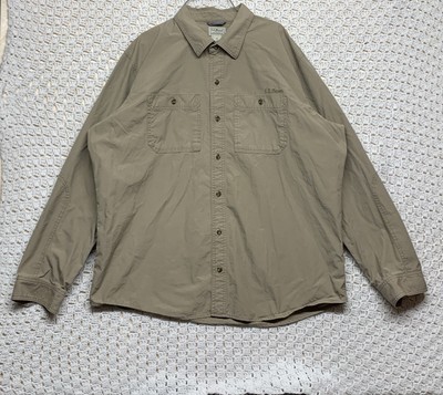 LL Bean Hiking Shirt Men's XL Regular Long Sleeve  Button Up Beige ItenlD 507015