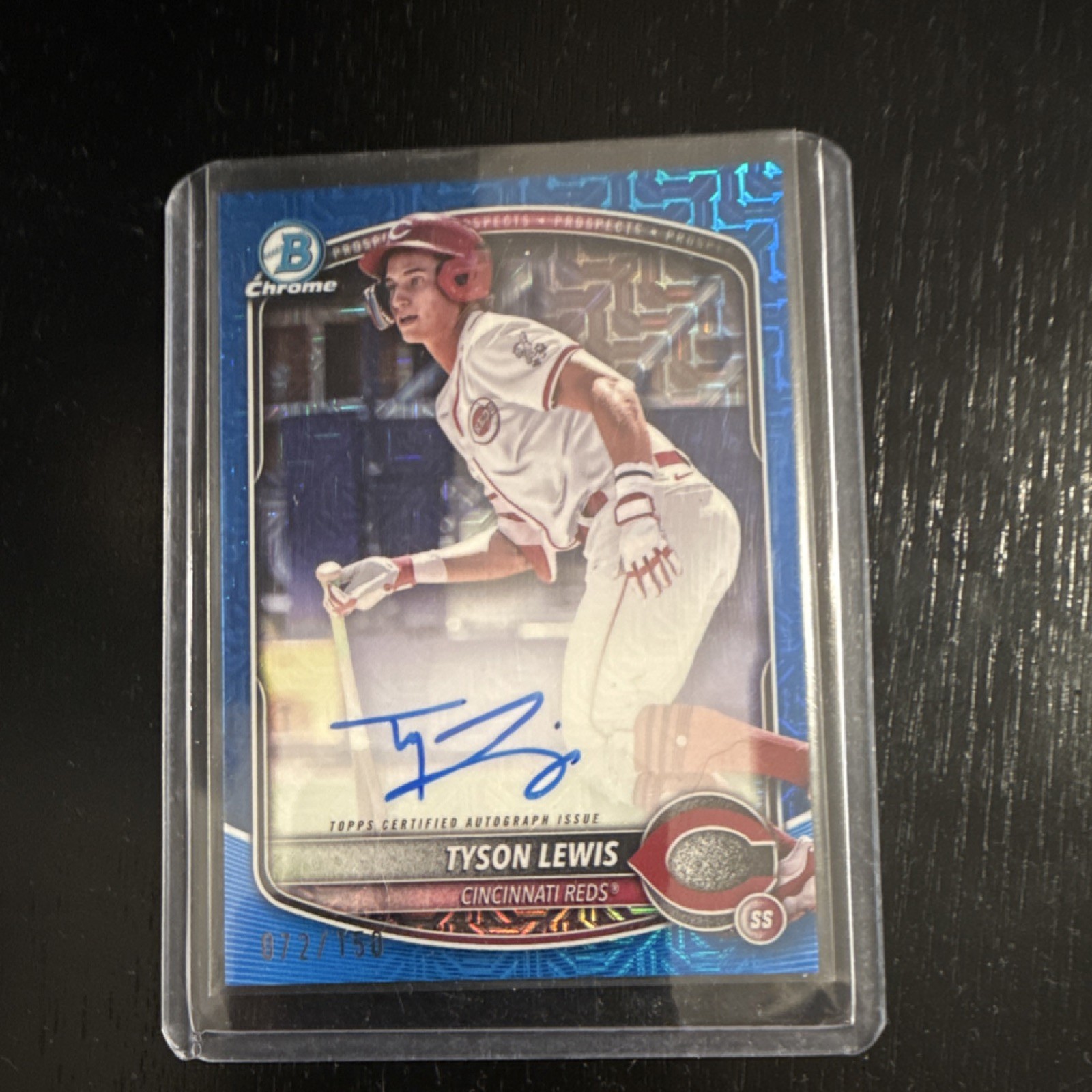 2025 Bowman Chrome Prospect Mega Box Tyson Lewis Reds Blue Mojo /150 Auto RC