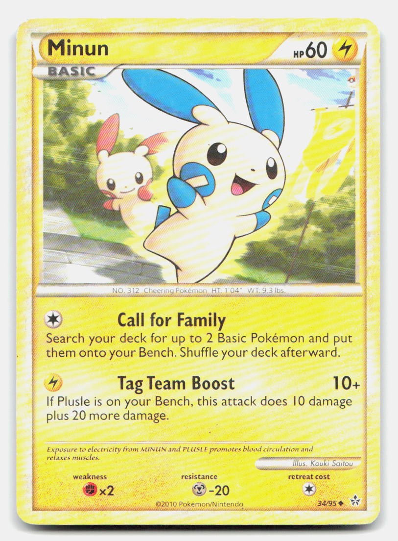 Minun 34/95 Uncommon HGSS Unleashed Pokemon DMG