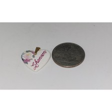 Shannon Heart Shaped Kiln Fired Porcelain Metal Bail Pendant  Flower graphic