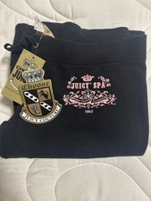NWT Y2K VINTAGE 2005 JUICY COUTURE BLACK COTTON TRACKSUIT PANTS PINK JUICY SPA M