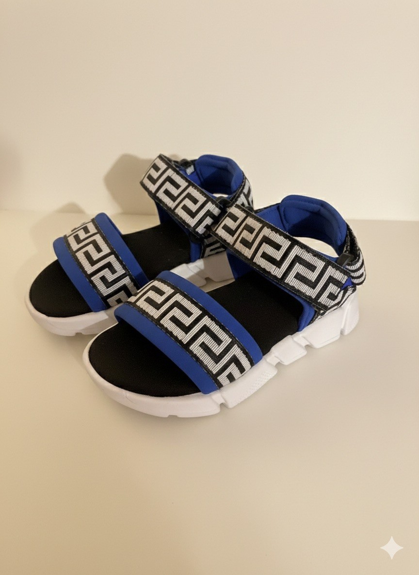 NEW VERSACE Mini Me Greca Strap Neoprene Kids Sandals Size 23 EU Boys/Girls