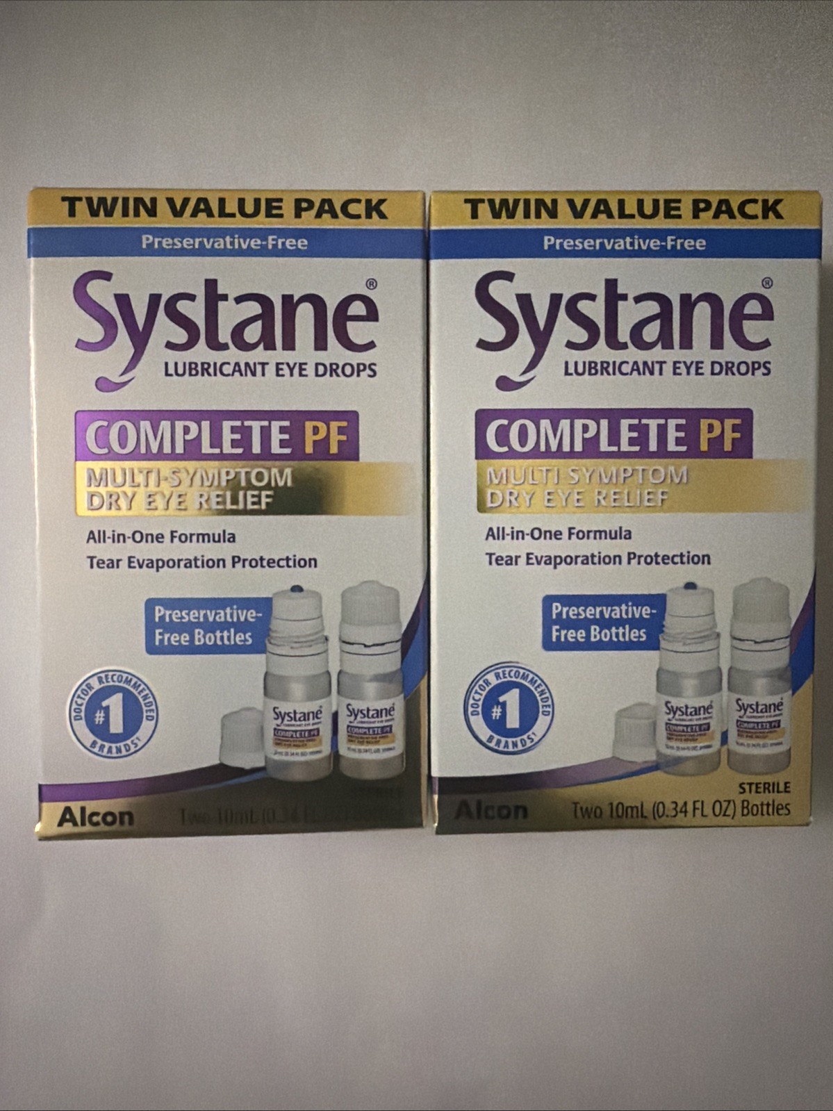 2 X ALCON SYSTANE COMPLETE PF - TWIN PACK - 4 X 10ML BOTTLES -EXP 12/26+