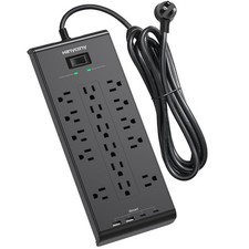 Power Strip 10 Ft, Surge Protector with 16 Outlets 4 USB Ports 2 USB , Flat ...