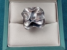 16 g Sterling Silver Flower Petal Theme Ring: Size 5 Modernist Artisan hand made