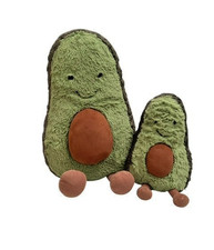 Pair of Jellycat Fuzzy Avocado London Amuseables Plush 12" and 7.5" Authentic