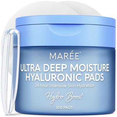 MAREE Hyaluronic Acid Toner Pads - Hydrating 100 Count (Pack of 1), Sky Blue