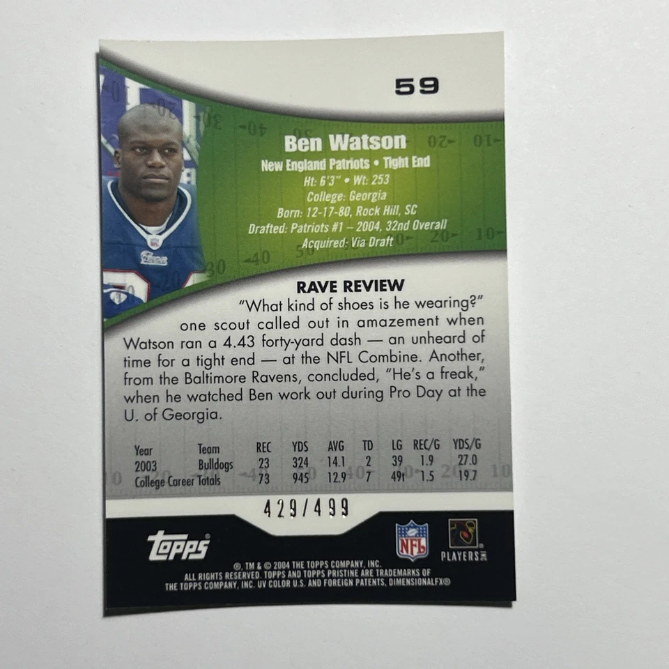2004 Topps Pristine - Ben Watson #59 /499 (RC) - Image 3 of 3