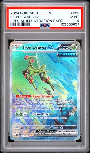 2024 POKEMON TEMPORAL FORCES SPECIAL ILLUSTRATION RARE #203 IRON LEAVES EX PSA 9