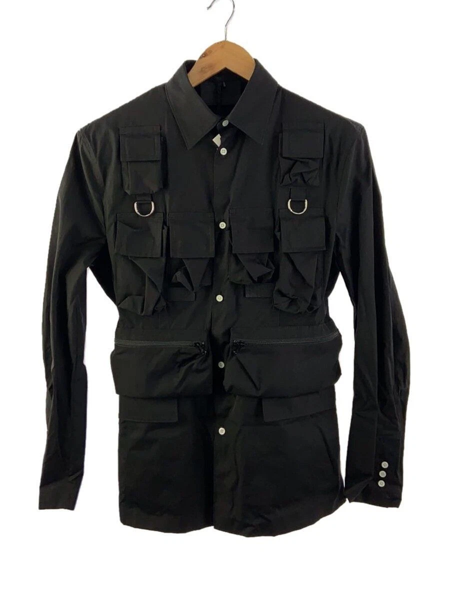 PRADA Camicia Manica Lunga Multitasche Giacca Tecnica 44 Cotone Nero UGI267