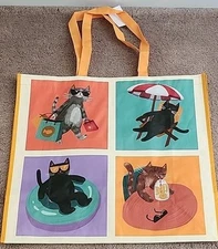 Home Goods - Happy Cats Enjoying Life - Large Reusable Shopping Tote Eco Bag