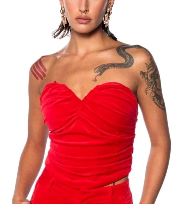 NEW! AKIRA NIGHT MOVES RED VELVET CORSET TOP! SIZE S